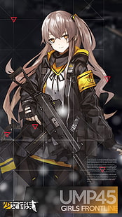 anime, Girls_Frontline, pistola, Girls Frontline, ragazze con le pistole, ump45 (Girls 'Frontline), Sfondo HD HD wallpaper