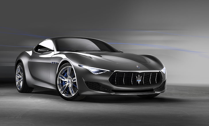srebrne Maserati Gran Turismo, Concept, Maserati, 2014, Alfieri, Tapety HD