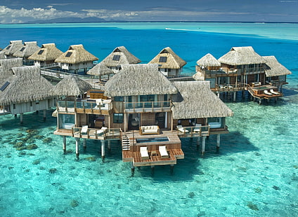 Hilton Bora Bora Nui Resort and Spa, turystyka, wakacje, kurort, polinezja, najlepsze hotele, rezerwacja, podróże, Tapety HD HD wallpaper