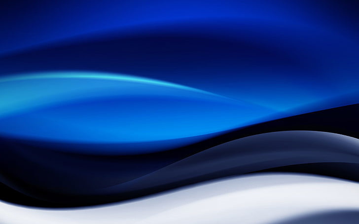ilustrasi gelombang putih, biru, dan hitam, seni digital, biru, abstrak, Wallpaper HD