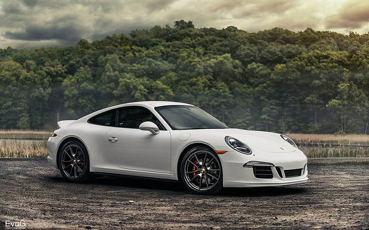 Porsche 911 Carrera, white coupe, Porsche, 911, carrera, 4s, white, Evano Gucciardo, HD wallpaper