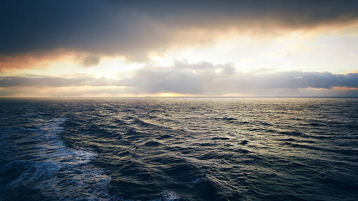 바다 경치 HD, 파랑, 구름, 바다, 바다 경치, 하늘, 태양, 물, 파도, HD 배경 화면