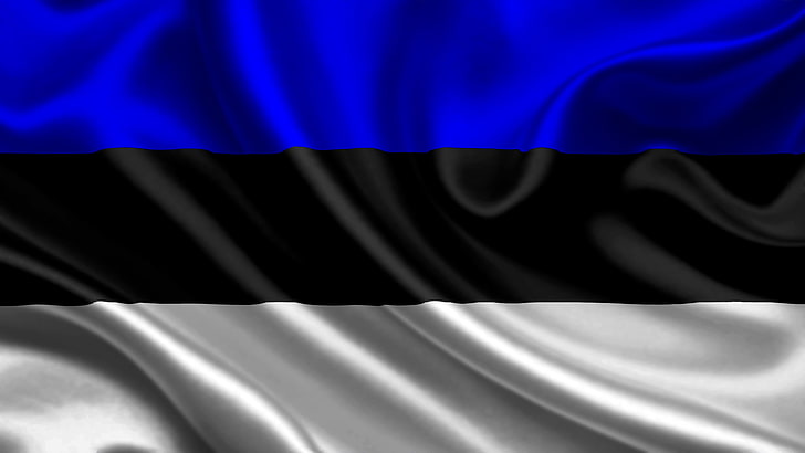 المنسوجات المخططة باللونين الأسود والأزرق والرمادي والعلم ، إستونيا، خلفية HD