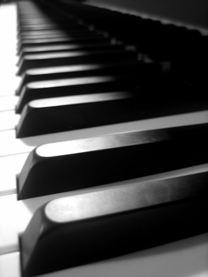 бели и черни клавиши за пиано, Безшумен, Перспектива, бял, черен, пиано, макро, клавиши, клавиатура, музика, bw, черно-бяло, звук, тишина, музикален инструмент, клавиш за пиано, клавиш, класическа музика, близък план, черен цвят, изкуства и забавления, HD тапет, тапет за телефон
