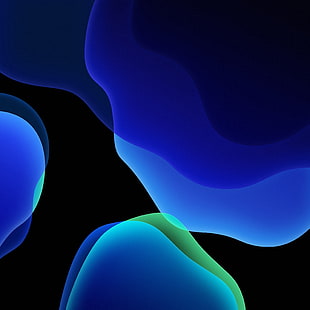 scuro, blu, sfondo, iOS 13, Sfondo HD HD wallpaper