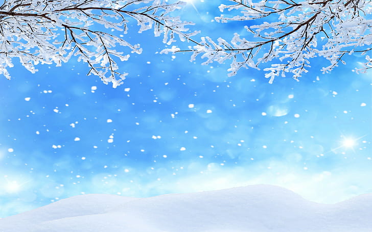 Kepingan salju pohon musim dingin, pohon layu dengan wallpaper salju, salju, hutan, pohon, musim dingin, kepingan salju, Wallpaper HD