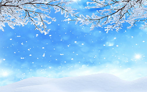 Kepingan salju pohon musim dingin, pohon layu dengan wallpaper salju, salju, hutan, pohon, musim dingin, kepingan salju, Wallpaper HD HD wallpaper