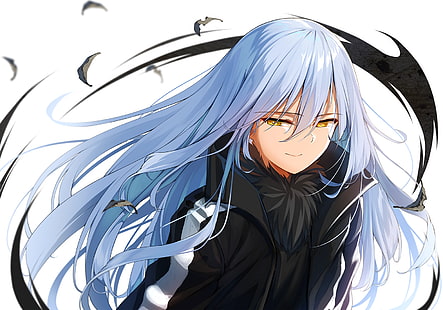 Tensei Shitara Slime Datta Ken, синя коса, дълга коса, жълти очи, мъж, HD тапет HD wallpaper