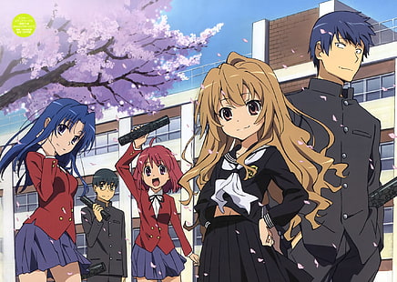 Anime, Toradora !, Ami Kawashima, Minori Kushieda, Ryuuji Takasu, Taiga Aisaka, Yusaku Kitamura, Sfondo HD HD wallpaper