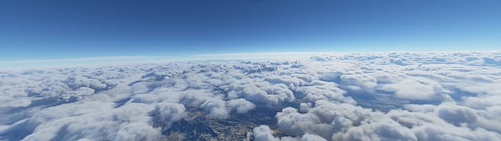 flight simulator, flying, sky, clouds, Airbus A320, HD wallpaper