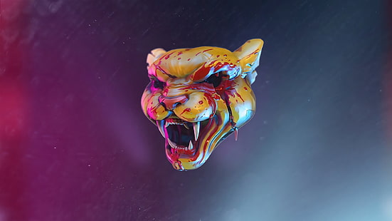 Илюстрация на Jaguar, гореща линия в Маями, котка, маска, HD тапет HD wallpaper