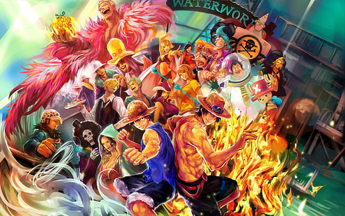 วอลล์เปเปอร์ One Piece, อะนิเมะ, One Piece, Brook (One Piece), Donquixote Doflamingo, Franky (One Piece), Monkey D. Luffy, Nami (One Piece), Nico Robin, Portgas D.Ace, Sanji (One Piece), Tony Tony Chopper, Trafalgar Law, Usopp (One Piece), Zoro Roronoa, วอลล์เปเปอร์ HD HD wallpaper