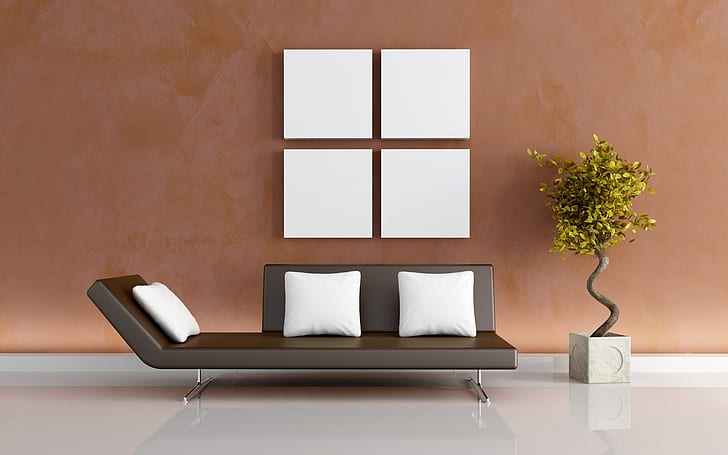 Modern living decor, interior, design, house, HD wallpaper