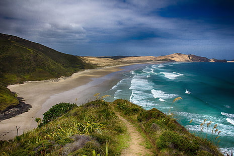 море, океан, залив, пляж, побережье, новые, зеландия, HD обои HD wallpaper