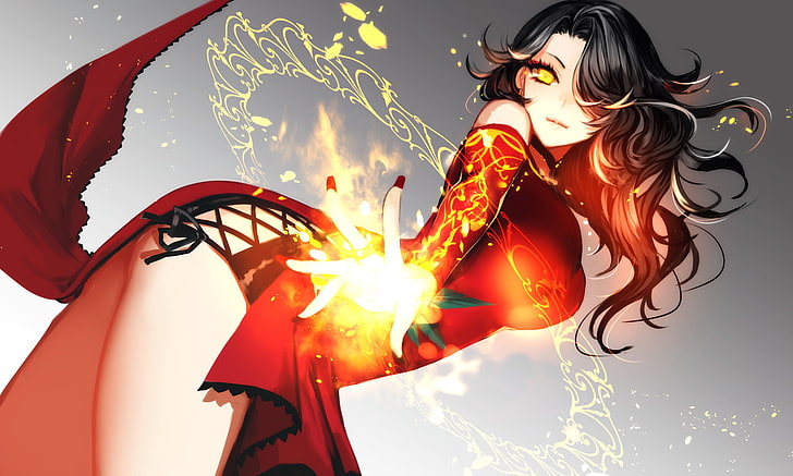 black-haired female anime character, Anime, RWBY, Cinder (RWBY), HD wallpaper