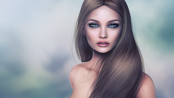 Long hair fantasy girl, Long, Hair, Fantasy, Girl, HD wallpaper