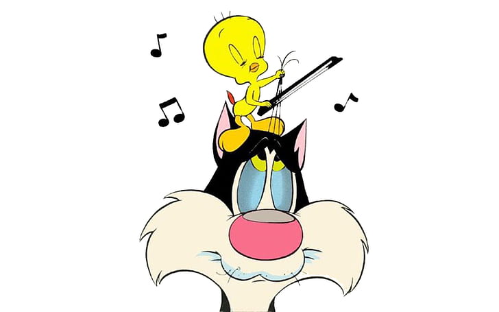 Tweety Bird And Sylvester Cat Music Notes Обои для рабочего стола Hd Обои 1920 × 1200, HD обои