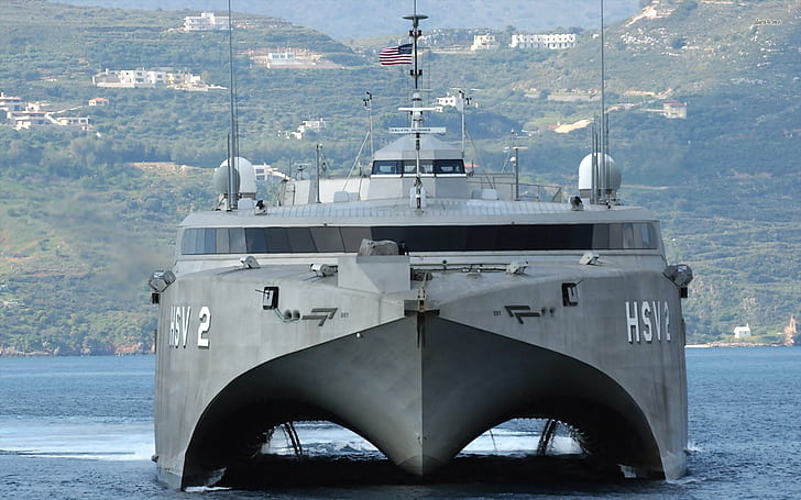 catamaran, US NAVY, hybrid, HSV-2 Swift, High Speed Vessel, High-speed ship, HD wallpaper