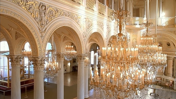 Зимният дворец на Ермитажния музей, Санкт Петербург, HD тапет