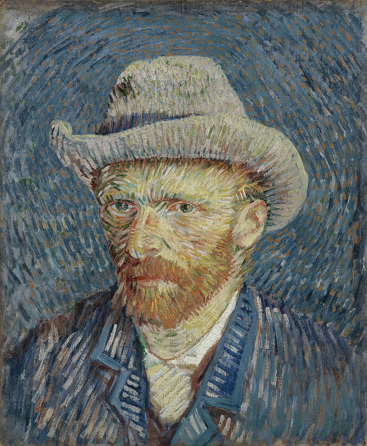 Vincent van Gogh, potret diri, lukisan cat minyak, lukisan, Wallpaper HD, wallpaper seluler