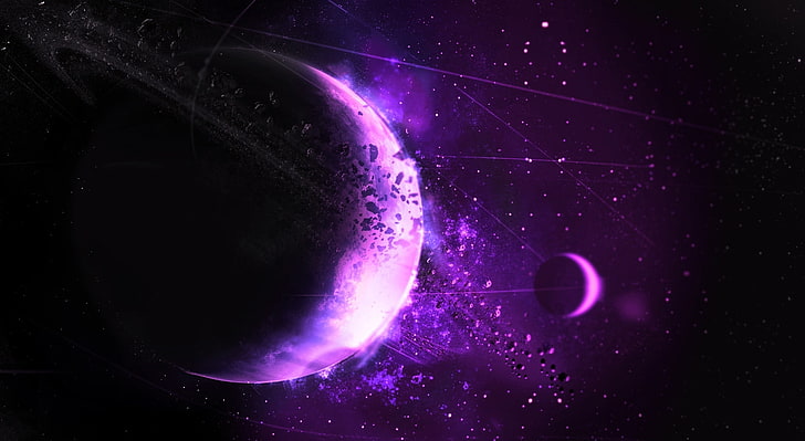 Saturn, black and purple planet illustration, Space, HD wallpaper |  Wallpaperbetter