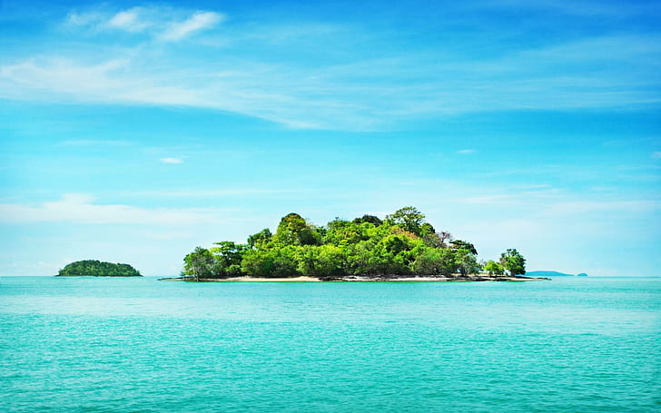 Island, coast, beach, trees, landscape desktop, island, coast, beach, trees, landscape desktop, HD wallpaper
