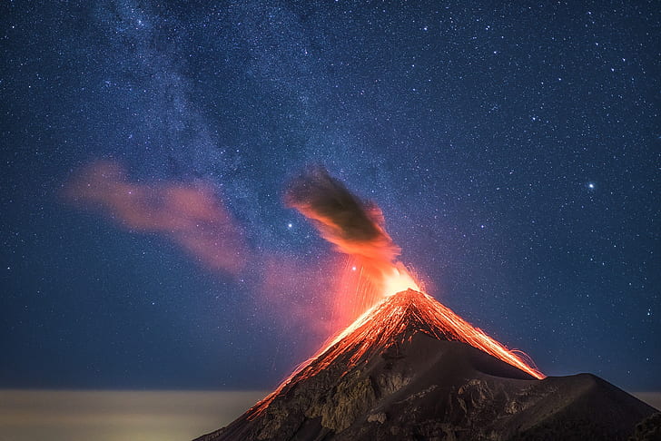 krajobraz, erupcja wulkanu, Tapety HD