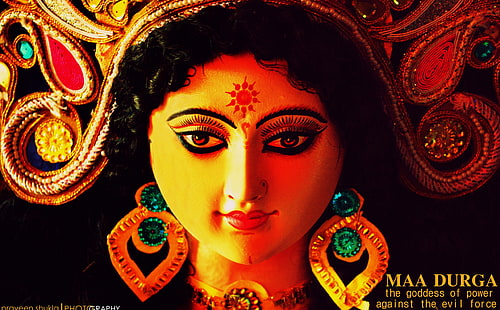 Maa Durga, affiche de la divinité Maa Durga, Vintage, religion, Fond d'écran HD HD wallpaper