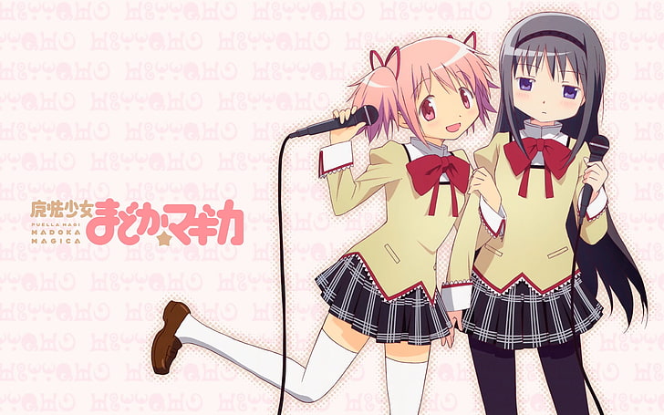 anime, Mahou Shoujo Madoka Magica, anime girls, Akemi Homura, Kaname Madoka, HD wallpaper
