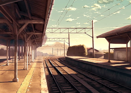 أنيمي ، أصلي ، محطة القطار، خلفية HD HD wallpaper