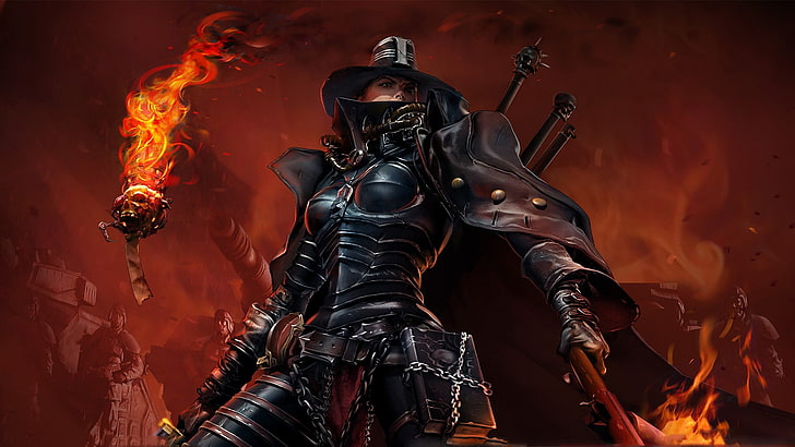female animated character digital wallpaper, Warhammer 40,000, video game characters, HD wallpaper