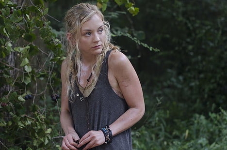 Das graue Trägershirt der Frauen, The Walking Dead, Emily Kinney, HD-Hintergrundbild HD wallpaper