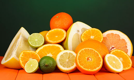 lot de fruits de couleurs assorties, fruits, agrumes, citron, orange, citron vert, Fond d'écran HD HD wallpaper