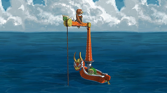 Zelda, Zelda Efsanesi: Rüzgar Waker, Kırmızı Aslan Kralı, Korok (Zelda Efsanesi), Link, Medli (Zelda Efsanesi), HD masaüstü duvar kağıdı HD wallpaper