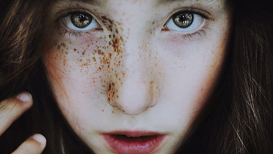 Cute freckled face, woman's face, girls, 1920x1080, face, woman, freckle, HD wallpaper HD wallpaper