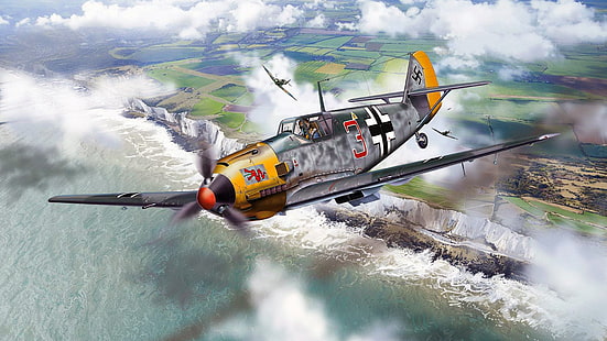  Messerschmitt, Me-109, Battle of Britain, Bf.109, Luftwaffe, single-engine piston fighter-low, HD wallpaper HD wallpaper