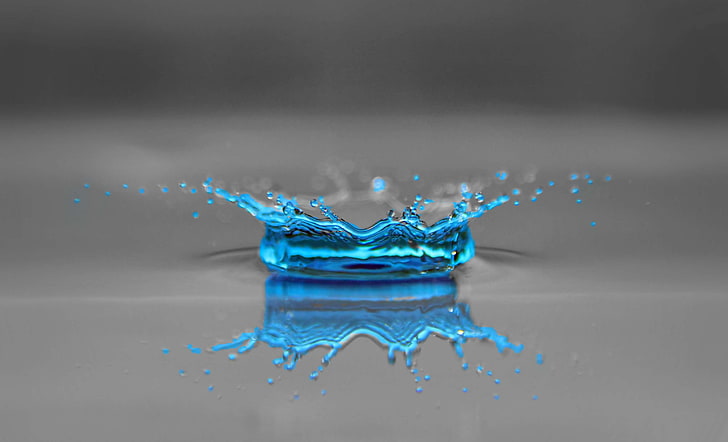 beaded, blue, close, color, drip, drop of water, liquid, macro, mirroring, raindrop, reflection, refreshment, sparkle, structure, transparent, turquoise, water crown, water splashes, wet, HD wallpaper