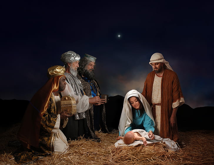 night, star, Christmas, the gifts of the Magi, the birth of Christ, HD wallpaper