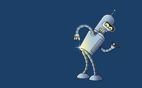 회색 로봇 만화 캐릭터, 파랑, 로봇, 벤더, Futurama, 벤더 벤딩 로드리게스, HD 배경 화면 HD wallpaper