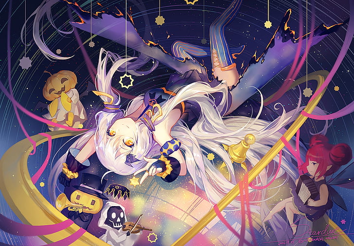 Anime, Vocaloid, Halloween, Pumpkin, Stardust (Vocaloid), HD wallpaper