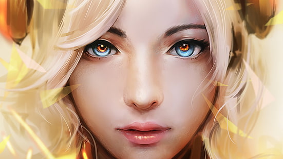 Videospiele, Overwatch, Mercy (Overwatch), Gesicht, digitale Kunst, HD-Hintergrundbild HD wallpaper