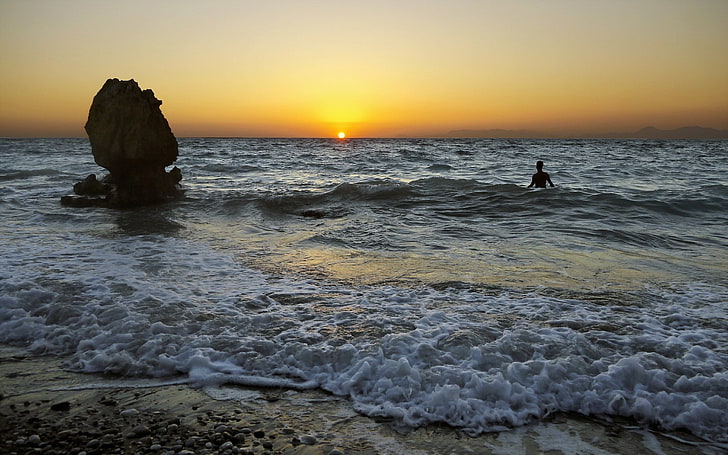 الشاطئ ، الشمس ، البحر ، الماء ، الطبيعة، خلفية HD