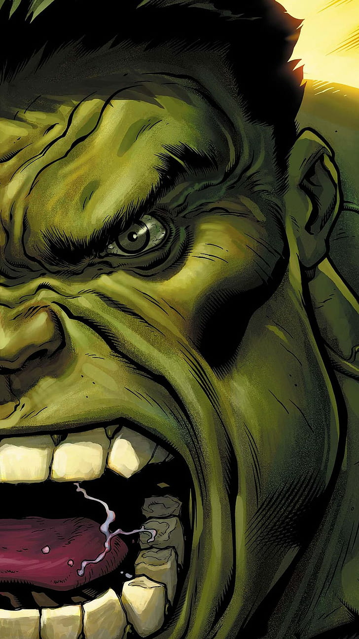 Hulk, occhi, arrabbiati, L'incredibile Hulk, verde, fumetti, Sfondo HD, sfondo telefono