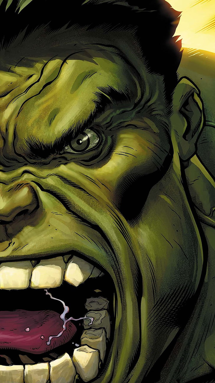 The Incredible Hulk illustration, The Incredible Hulk, zielony, oczy, zły, Hulk, komiksy, Tapety HD, tapety na telefon