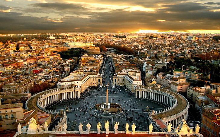 black and gray train table, Vatican City, Rome, sky, cityscape, HD wallpaper