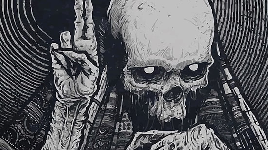 skeleton illustration, gray skeleton illustration, death, skull, fantasy art, artwork, HD wallpaper HD wallpaper