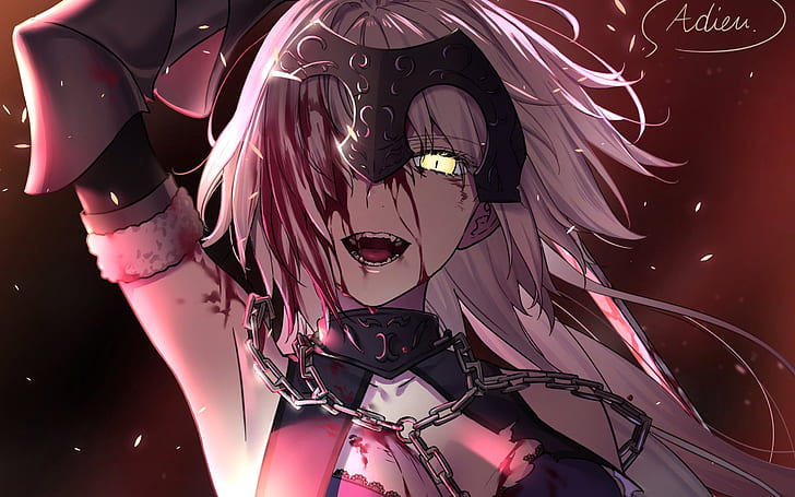 Seria Fate, Fate / Grand Order, Avenger (Fate / Grand Order), Blood, Jeanne d'Arc Alter, Yellow Eyes, Tapety HD