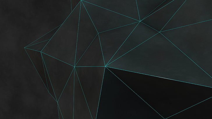 schwarze und grüne Tapete, niedrige Poly, digitale Kunst, HD-Hintergrundbild
