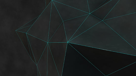schwarze und grüne Tapete, niedrige Poly, digitale Kunst, HD-Hintergrundbild HD wallpaper