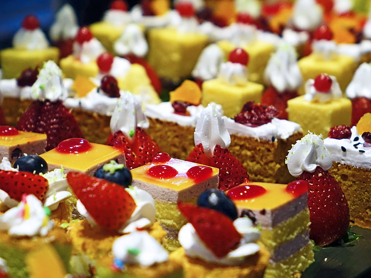 raspberry cakes, pies, cakes, cream, dessert, berries, HD wallpaper